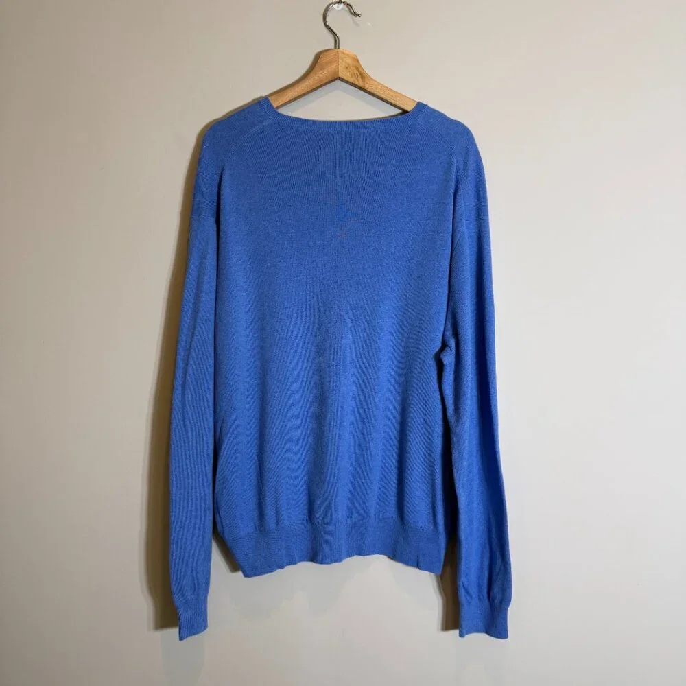 Polo Ralph Lauren Pima Cotton V-Neck Sweater Pullover Men's XL* Blue Preppy Soft